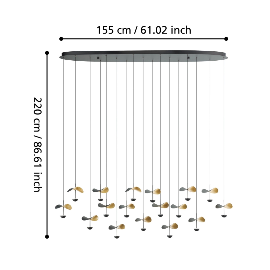 Eglo - Himmennettävä LED-kattokruunu johdossa 17xLED/2,3W/230V 3000K