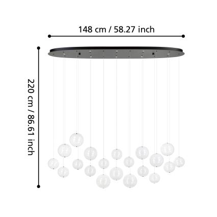 Eglo - Himmennettävä LED-kattokruunu johdossa 8xLED/4,2W/230V 3000K läpinäkyvä