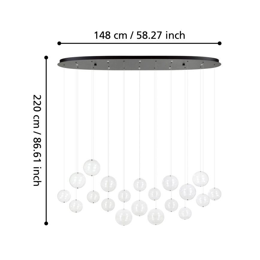 Eglo - Himmennettävä LED-kattokruunu johdossa 8xLED/4,2W/230V 3000K läpinäkyvä
