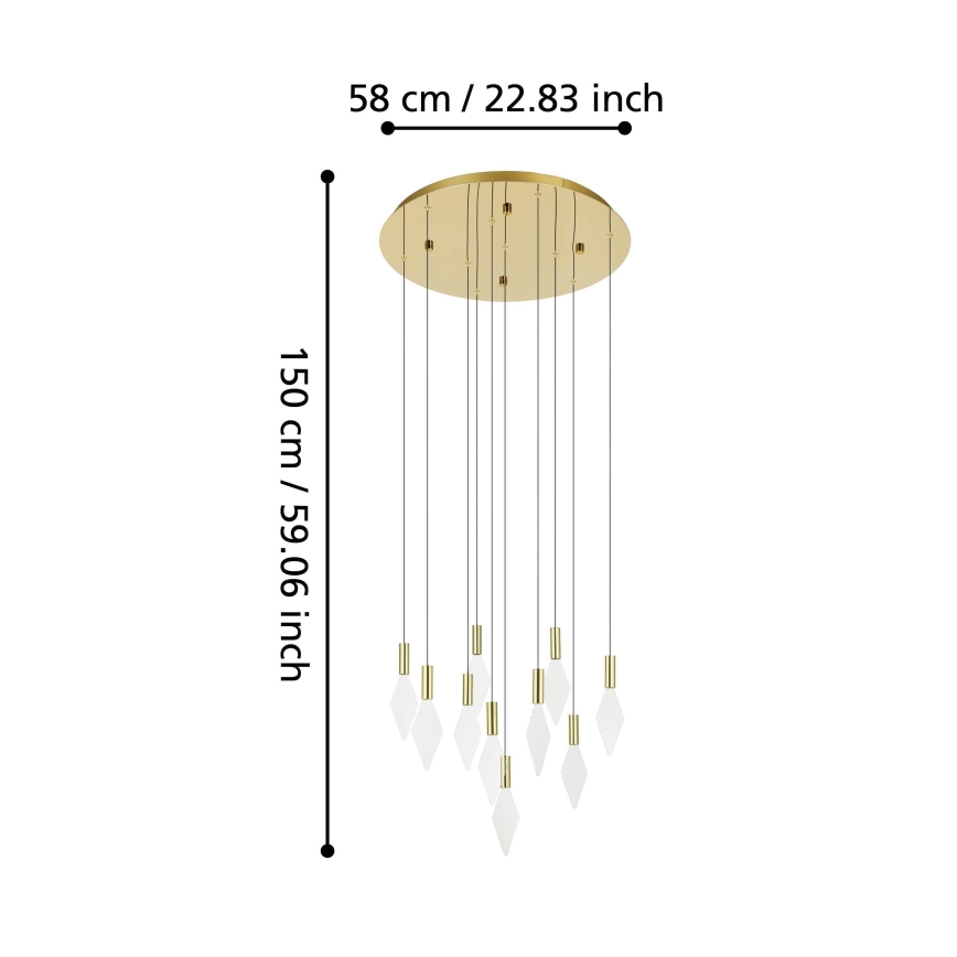 Eglo - Himmennettävä LED-kattokruunu johdossa 10xLED/3W/230V 3000K halkaisija 58 cm kulta