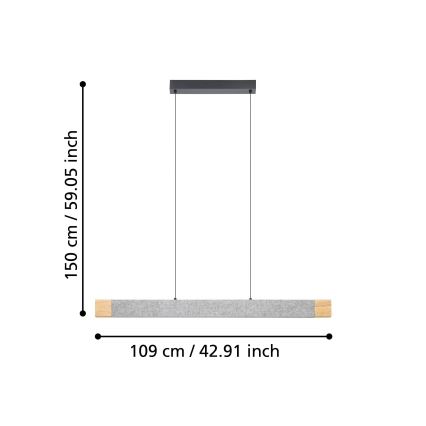 Eglo - Himmennettävä LED-kattokruunu johdossa LED/22,2W/230V 3000K ruskea/harmaa
