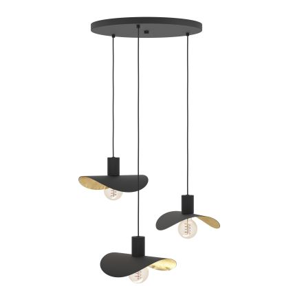 Eglo - Kattokruunu johdossa 3xE27/40W/230V musta/kulta