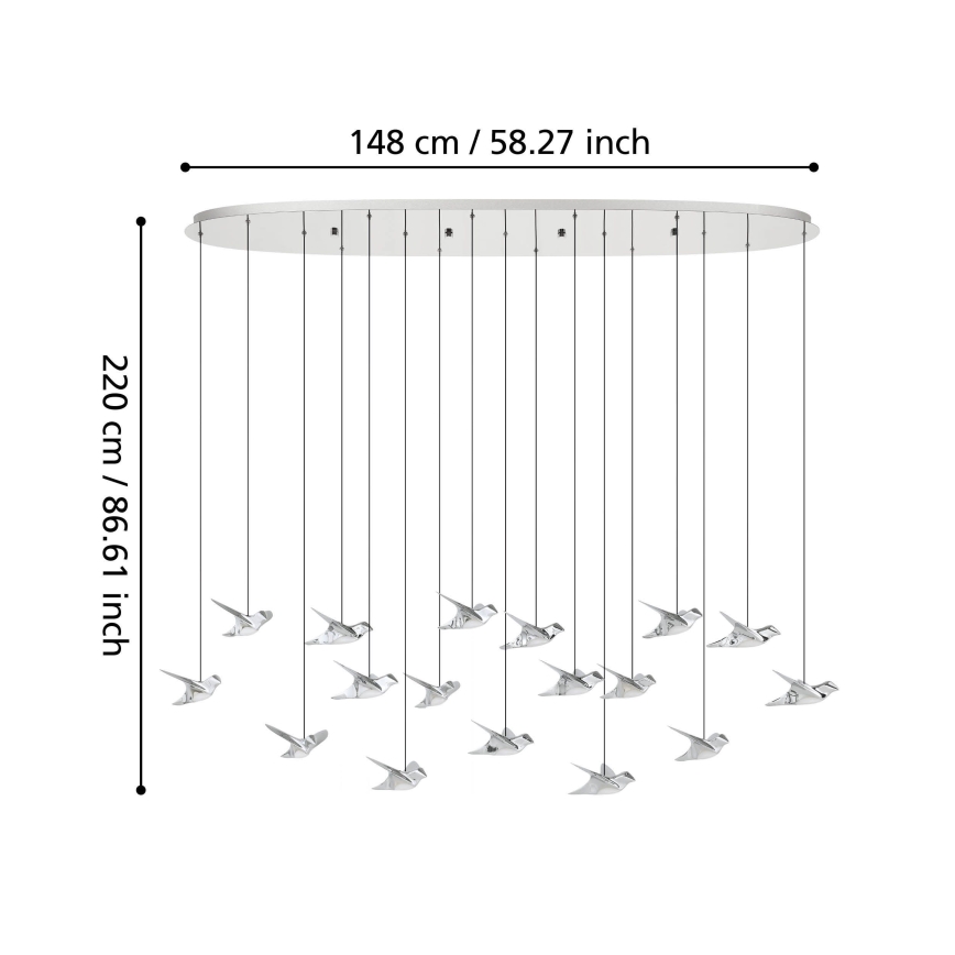 Eglo - Himmennettävä LED-kattokruunu johdossa 17xLED/3W/230V 3000K kiiltävä kromi