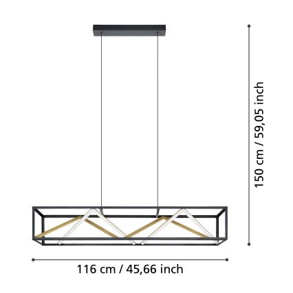 Eglo - Himmennettävä LED-kattokruunu johdossa LED/46W/230V 2700-6500K musta/kulta + kauko-ohjaus