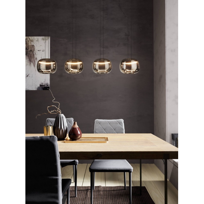 Eglo - himmennettävä LED-riippuvalaisin johdolla 4xLED/5,8W/230V musta/savunharmaa