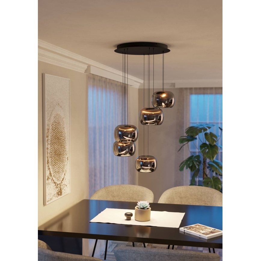 Eglo - himmennettävä LED-riippuvalaisin kaapelilla 5xLED/5,8W/230V musta/savunvärinen