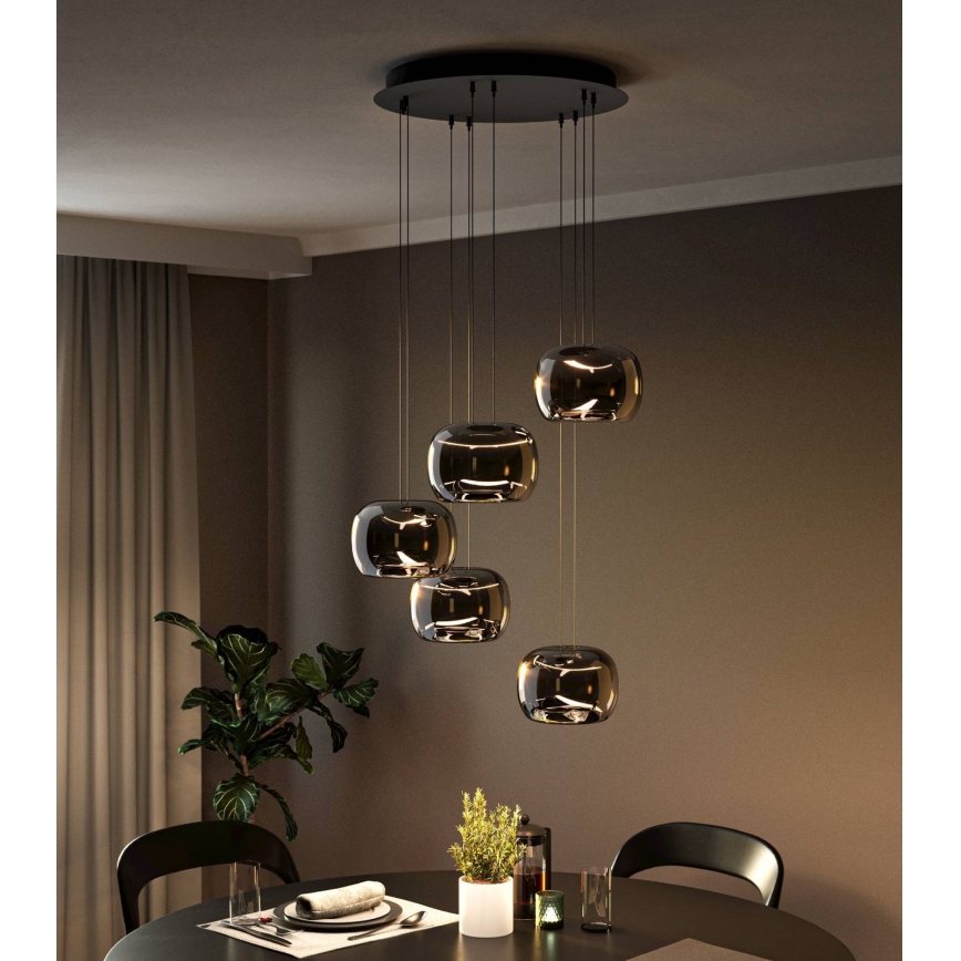 Eglo - himmennettävä LED-riippuvalaisin kaapelilla 5xLED/5,8W/230V musta/savunvärinen