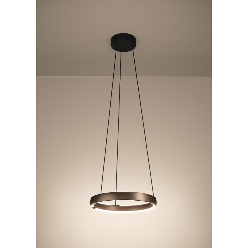 Eglo - LED-himmennettävä riippuvalaisin kaapelilla, liiketunnistimella, 2 x LED, 25 W, 230 V, 2200–6500 K, halkaisija 80 cm, ruskea