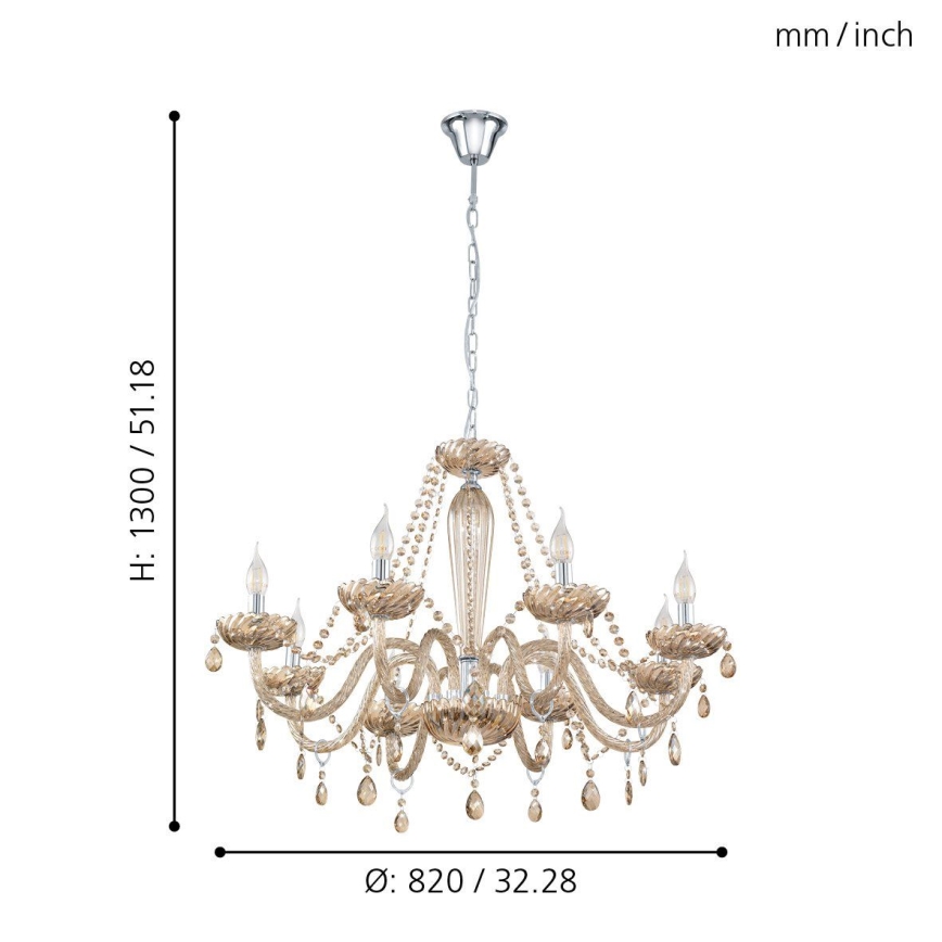 Eglo 39093 - Kattokruunu BASILANO 8xE14/40W/230V
