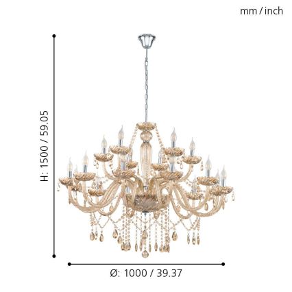 Eglo 39095- Kattokruunu BASILANO 18xE14/40W/230V