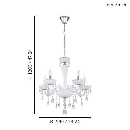 Eglo 39113- Kattokruunu CARPENTO 5xE14/40W/230V