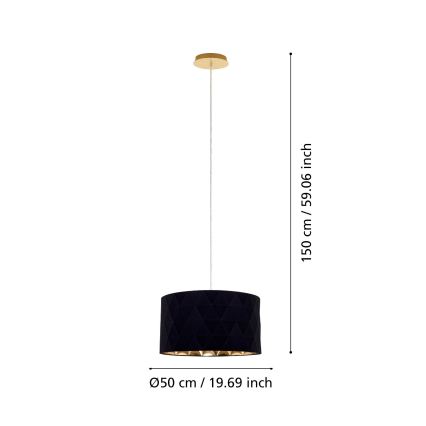 Eglo 39224 - DOLORITA-riippuvalaisin vaijerilla 3xE27/60W/230V