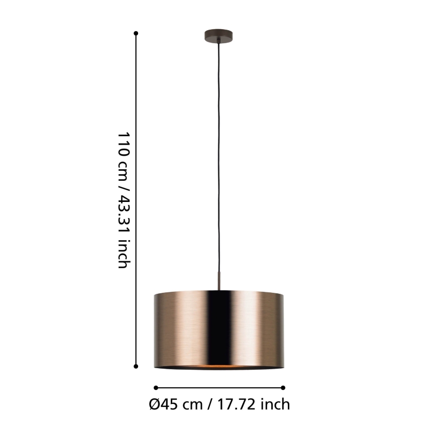 Eglo - Kattokruunu johdossa 1xE27/60W/230V kupari