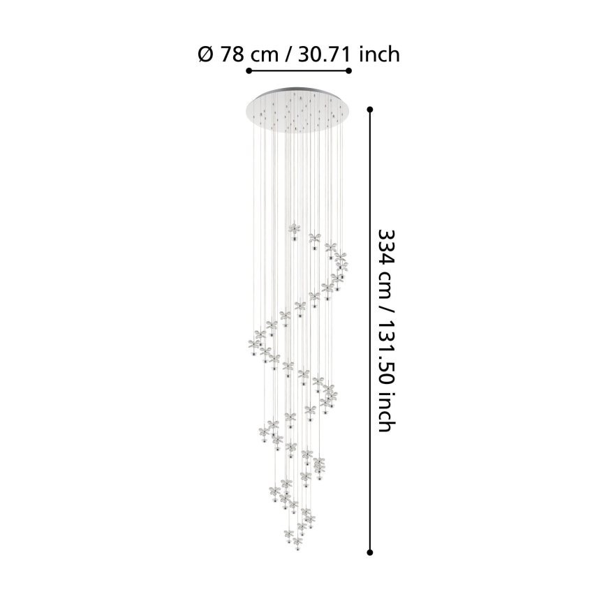 Eglo - LED-himmennettävä LED-kristallikruunu narussa 40xLED / 1,8W / 230V