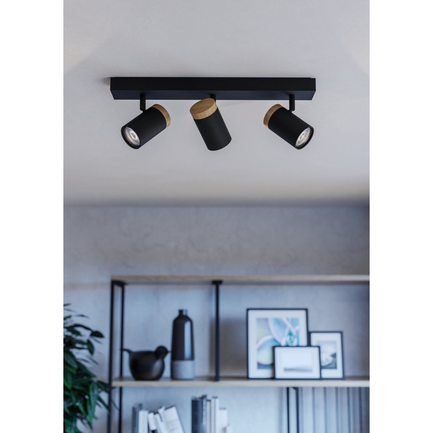 Eglo - LED-kohdevalaisin 3xGU10/4,5W/230V 3000K musta/ruskea