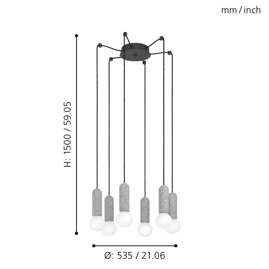 Eglo - Kattokruunu johdossa 6xE27/40W/230V hämähäkki