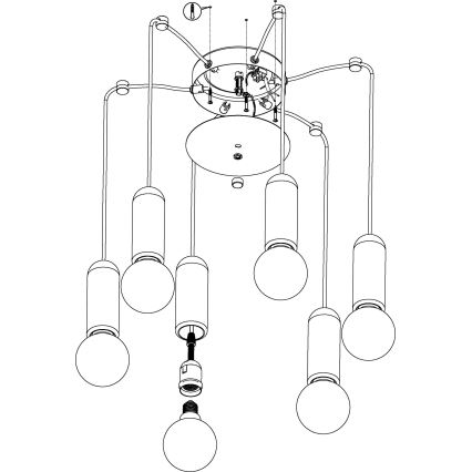 Eglo - Kattokruunu johdossa 6xE27/40W/230V hämähäkki