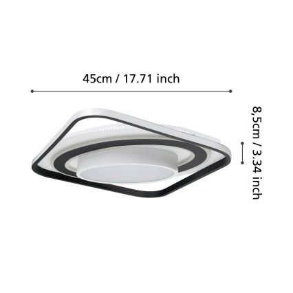 Eglo - Himmennettävä LED-kattovalaisin LED/21,5W/230V + LED/10,5W + LED/3W 3000-6500K musta + kauko-ohjaus