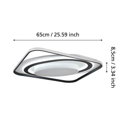 Eglo - Himmennettävä LED-kattovalaisin LED/28W/230V+LED/13W+ LED/2,8W 3000-6500K musta + kauko-ohjaus