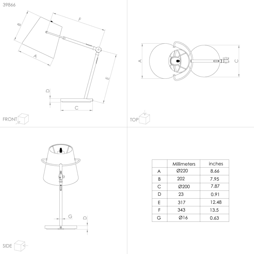 Eglo - Pöytävalaisin 1xE27 / 40W / 230V