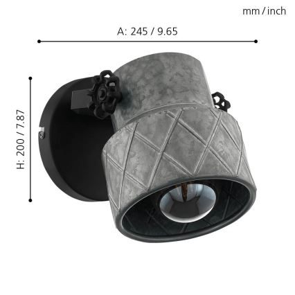 Eglo 39868 - Seinävalaisin HILCOTT 1xE27/40W/230V