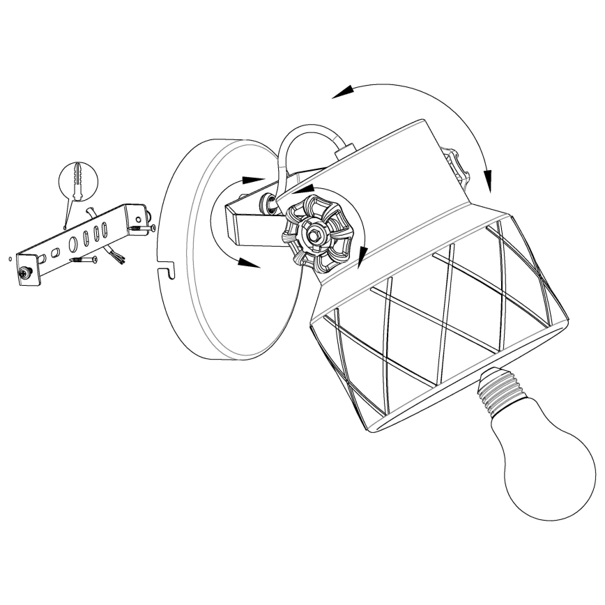 Eglo 39868 - Seinävalaisin HILCOTT 1xE27/40W/230V