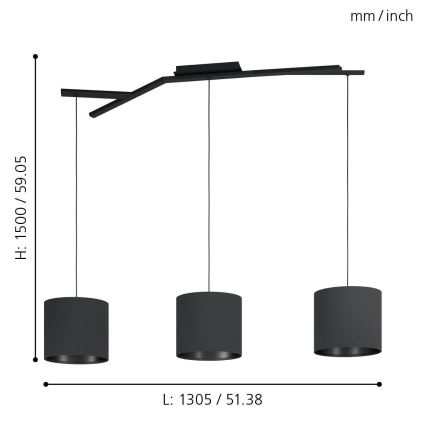 Eglo - Kattokruunu narussa 3xE27 / 40W / 230V