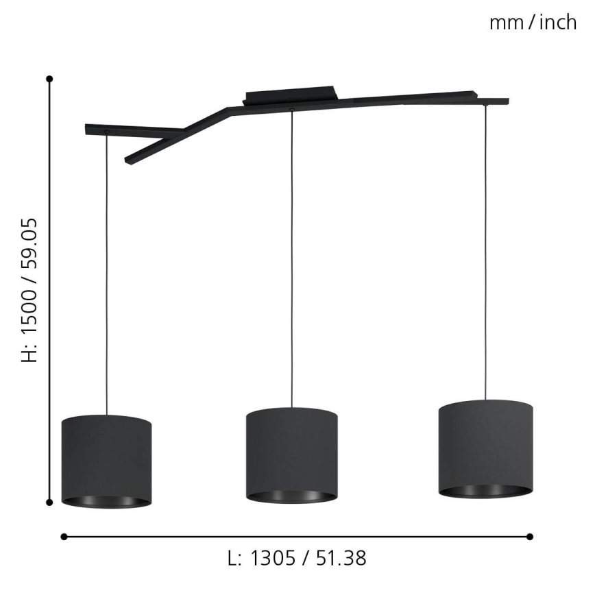 Eglo - Kattokruunu narussa 3xE27 / 40W / 230V