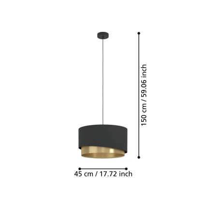 Eglo - Kattokruunu johdossa 1xE27/40W/230V musta/kulta