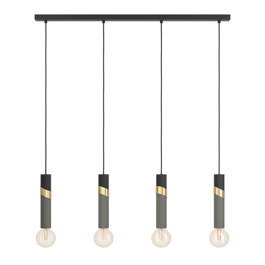 Eglo - Kattokruunu johdossa 4xE27/40W/230V musta/kulta