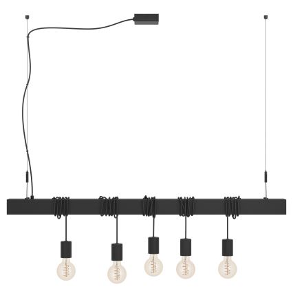 Eglo - Kattokruunu johdossa TOWNSHEND 5xE27/40W/230V musta