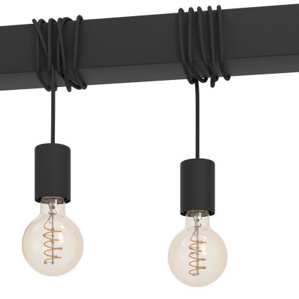 Eglo - Kattokruunu johdossa TOWNSHEND 5xE27/40W/230V musta