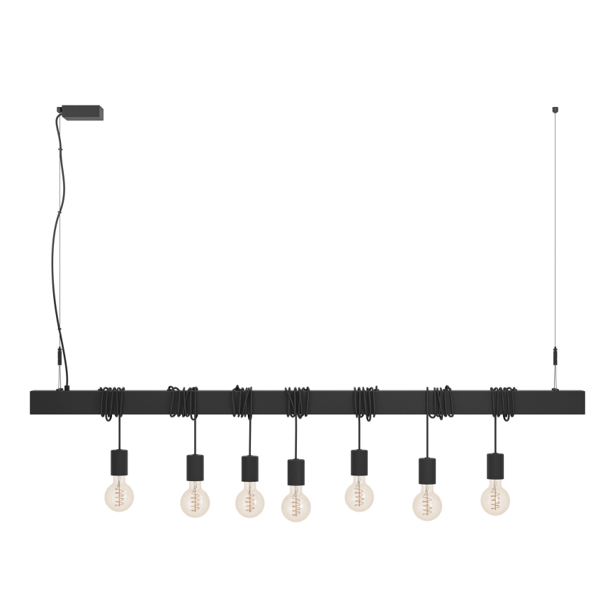 Eglo - Kattokruunu johdossa TOWNSHEND 7xE27/40W/230V musta