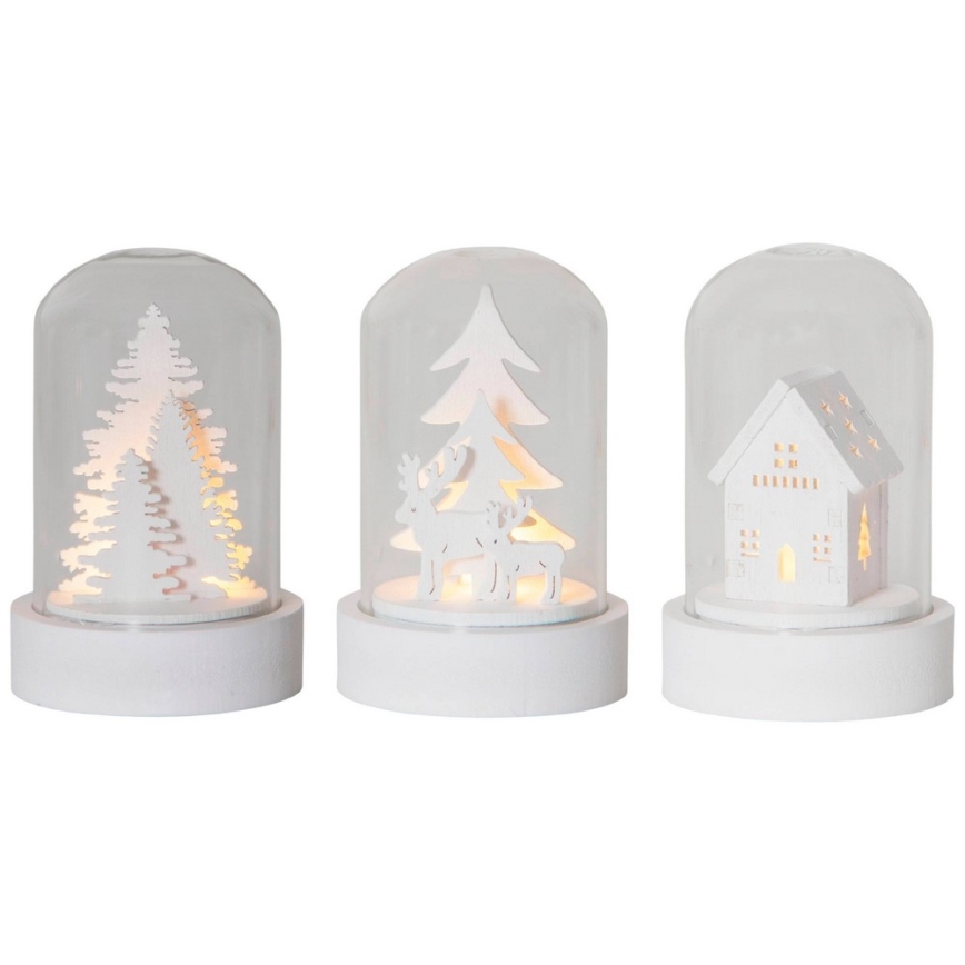 Eglo - Setti 3x LED-joulukoristeita, LED/0,06 W/1x CR2032, valkoinen