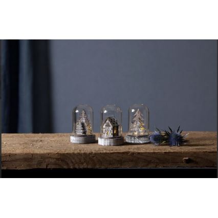 Eglo - SETTI 3x LED-joulukoriste KUPOL 1xLED/0,06W/1xCR2032 ruskea