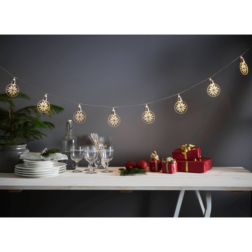Eglo 411112 - LED Joulukoristevalosarja ORNAMENT 10xLED/3xAA 2,4m lämmin valkoinen