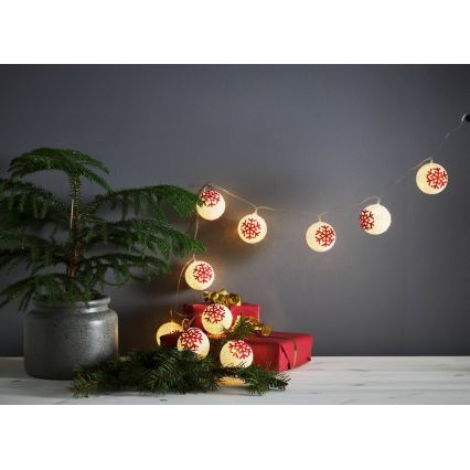 Eglo 411113 - LED-jouluketju ORNAMENT 10xLED/3xAA 1,65m lämpimänvalkoinen