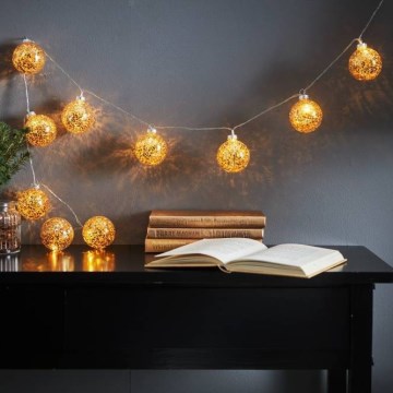 Eglo 411115 -  LED jouluvaloketju GLITTER 10xLED/2xAA 1,65m lämmin valkoinen