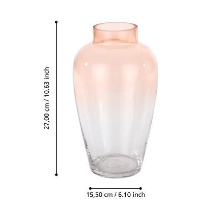 Eglo 421357 - Lasinen maljakko KENYASI 27x15,5 cm vaaleanpunainen