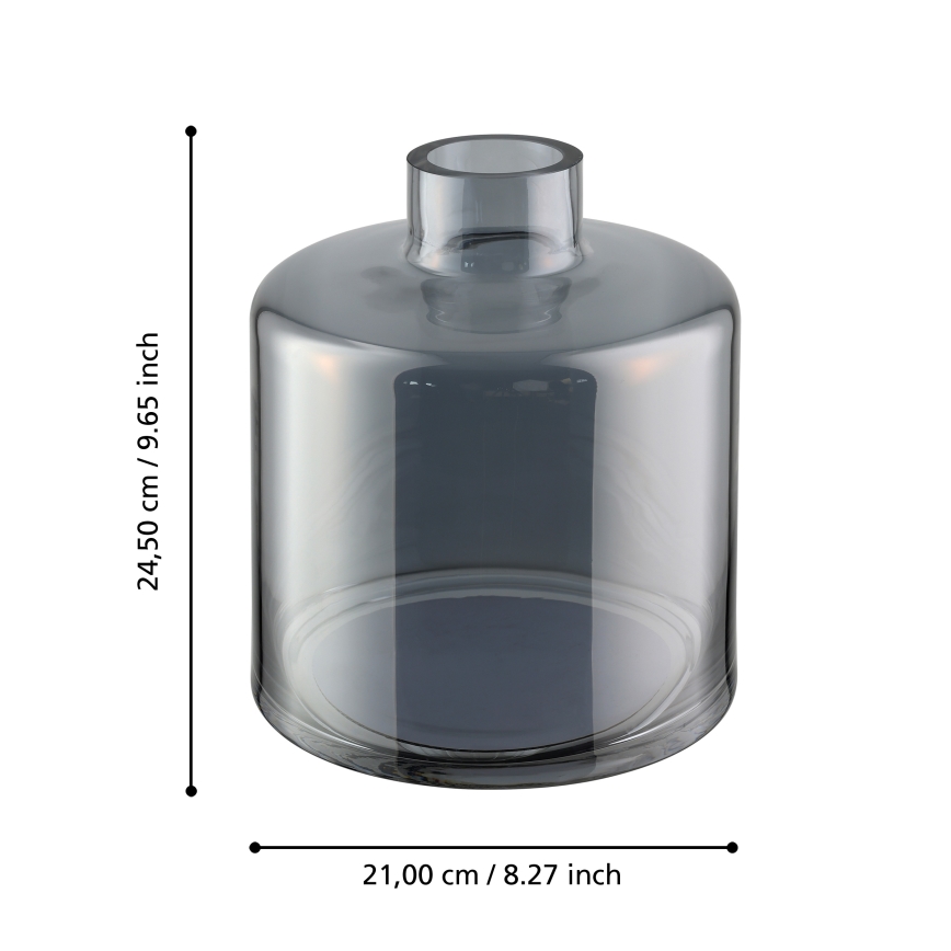 Eglo 421385 - Lasinen maljakko NABAS 24,5x21 cm musta/savunharmaa