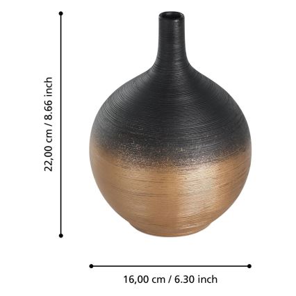 Eglo - Keraaminen vaasi 22x16 cm musta/kulta