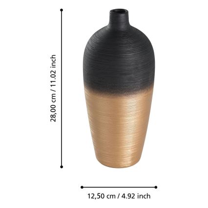 Eglo - Keraaminen vaasi 28x12,5 cm musta/kulta
