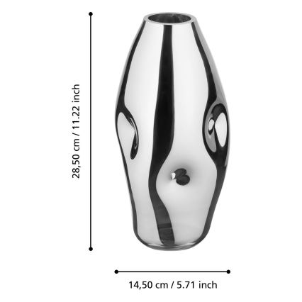 Eglo 421682 - Lasinen maljakko XIPORAI 28,5x14,5 cm kiiltävä kromi