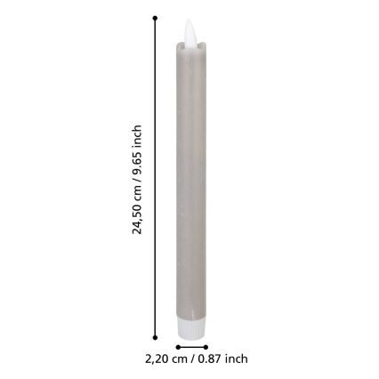 Eglo - SETTI 2x LED Kynttilä LED/1xAAA 24,5 cm harmaa