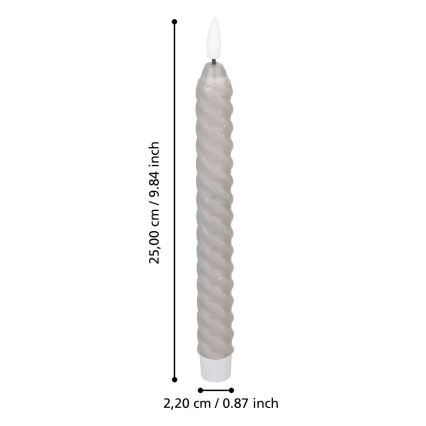 Eglo - SETTI 2x LED Kynttilä LED/1xAAA 25 cm harmaa