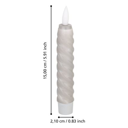 Eglo - SETTI 2x LED Kynttilä LED/1xAAA 15 cm harmaa