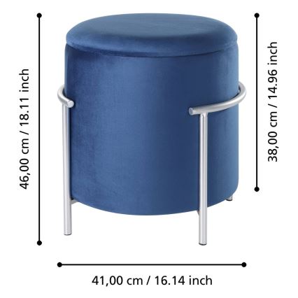 Eglo - Tabouret 46x41 cm sininen/kromi