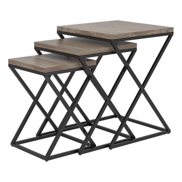 Eglo 424783 - CLONMANY-sivupöytäsarja 3 kpl, ruskea/musta