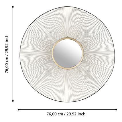 Eglo - Seinäpeili halkaisija 76 cm kulta/musta