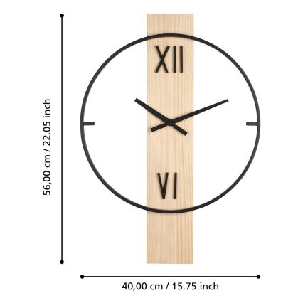 Eglo - Seinäkello 1xAA 56x40 cm puu/metalli